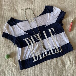 Y2K AEO Stripe “Belle” Vintage T Cut Off Crop Top